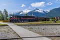 A view of a train heading out on White Pass & Yukon Route Railway at Skagway, Alaska Royalty Free Stock Photo