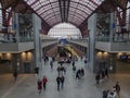 View on the train platform arrival hall of Antwerp railway station in Belgium Royalty Free Stock Photo