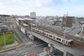 A view of a train station in the morning in Japan. Royalty Free Stock Photo