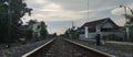 view of train tracks indonesi Royalty Free Stock Photo