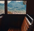 View from the train window to the mountains