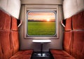 View from the Train Window. Train travel. Royalty Free Stock Photo