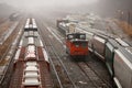 Rail Yard On Wet Day Royalty Free Stock Photo