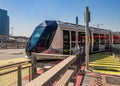 View of Tram Dubai on its Track in Dubai Marina