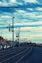 View of the tram rails in Blackpool