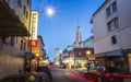 View of Transamerica Pyramid from Chinatown at night, San Francisco, California, United States of America, North America Royalty Free Stock Photo