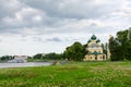 View of Transfiguration of Savior Cathedral and river pier, Uglich