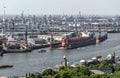 view of the transhipment port in hamburg Royalty Free Stock Photo