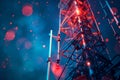 View of transmitter post with glowing lighting digital interface. Generative AI. Royalty Free Stock Photo
