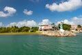 view of travel yacht in harbour. photo of harbour with travel yacht docked.