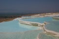 View of travertine hot springs in Pamukkale, Turkey, selective focus Royalty Free Stock Photo