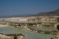 View of travertine hot springs in Pamukkale, Turkey, selective focus Royalty Free Stock Photo