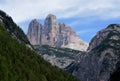 Tre Cime in the mountains of the Rienza valley Royalty Free Stock Photo
