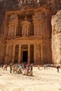 View on The Treasury from the viewpoint in ancient city of Petra, near Wadi Musa, Jordan