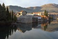 View of Trebisnjica river near Old Town of Trebinje city on sunny winter day. Bosnia and Herzegovina