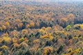 View of treetops in beautiful fall colors from the Lake of the Clouds in Porcupine Mountains Michigan Royalty Free Stock Photo