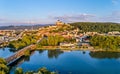 Pohľad na Trenčín s Trenčianskym hradom nad Váhom na Slovensku