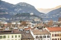 View of Trento with the Doss hill and the temple in the backgrou Royalty Free Stock Photo