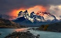View of the Tres Cuernos mountains in Chile