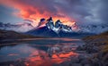 View of the Tres Cuernos mountains in Chile