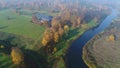 View of the Trigorskoe, October day shooting from the quadcopter. Pushkin Mountains, Russia