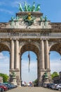 View at the Triumphal Arch Cinquantenaire in Brussels - Belgium Royalty Free Stock Photo