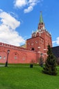 View on Troitskaya or Trinity tower of Moscow Kremlin. Russia Royalty Free Stock Photo