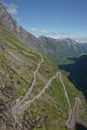 View of Trollstigen or Trolls Path which is a serpentine mountain road in Norway