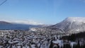 View of TromsÃ¸, surrounding islands and fjords, Fjellheisen, Norway Royalty Free Stock Photo