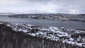 View of TromsÃ¸, surrounding islands and fjords, Fjellheisen, Norway Royalty Free Stock Photo