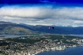 View on Tromso city with kite flyer background