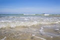 view of tropical beach with wave on the sunny sky. Summer paradise beach.