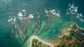 View of tropical coastline and fisherman village Royalty Free Stock Photo