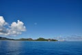 View of the tropical island of Marianne in Seychelles under a blue sky