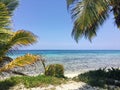 A view from the tropical island off the coast of Belize, laughing bird caye. Royalty Free Stock Photo