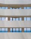 View of tropical ocean through hotel windows