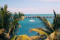 Luxurious yachting boat at tropical Bahia Honda Key Florida