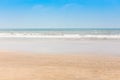 View from a tropical sandy beach on the turquise sea with clear