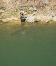 A view of a Trout Fisherman on a Wild Mountain Trout Stream