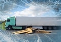 View of truck in an accident Royalty Free Stock Photo