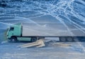 View of truck in an accident Royalty Free Stock Photo