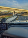 View from truck cockpit on a freeway Royalty Free Stock Photo