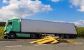 A view of truck on an highway in an accident Royalty Free Stock Photo