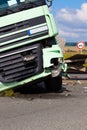 A view of truck on an highway in an accident Royalty Free Stock Photo