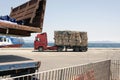 A view of a truck with recycled papers and cardboards in the customs of Kos, Greece Royalty Free Stock Photo