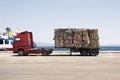 A view of a truck with recycled papers and cardboards in the customs of Kos, Greece Royalty Free Stock Photo