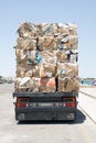 A view of a truck with recycled papers and cardboards in the customs of Kos, Greece Royalty Free Stock Photo