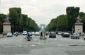 View of the Trumphal Arch in Paris from the Place de la Concorde through the Champs Elysees Royalty Free Stock Photo