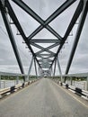 View of the truss bridge in the middle of the road