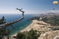 View on Tsambika beach holiday in Rhodes Greece Royalty Free Stock Photo